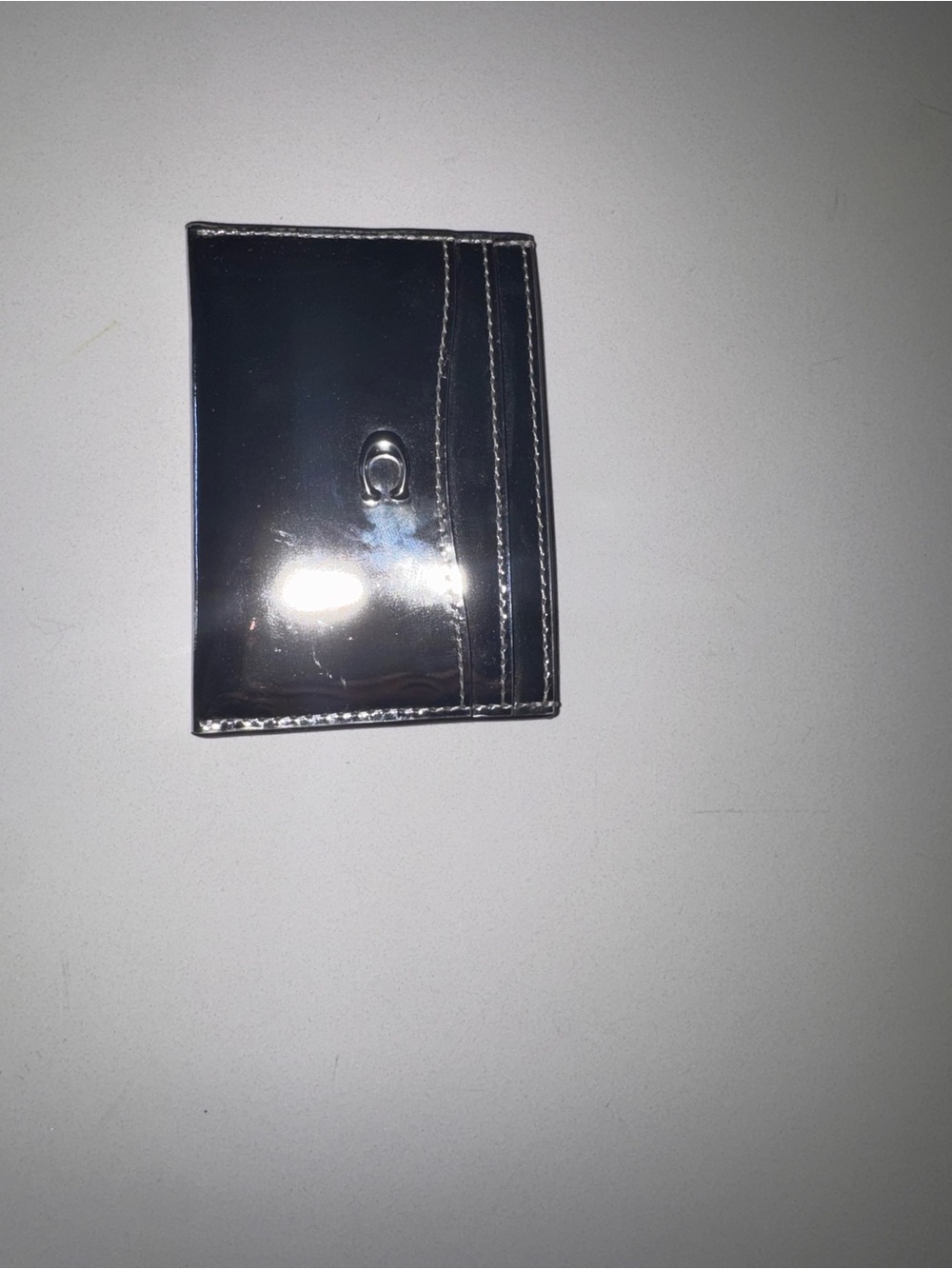 Coach Metallic Silver Card Holder with C Logo - Picture 5 of 7